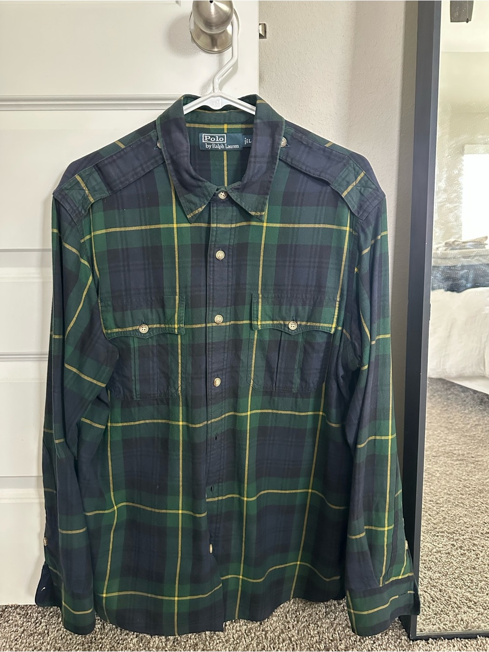 Ralph Lauren Navy and Green Plaid Button-Down Shirt